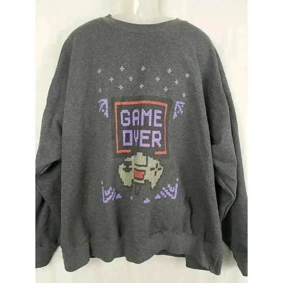 VTG Game Over Gray Pullover Sweatshirt 3XL Men's Video Games Cotton Blend - Picture 6 of 9